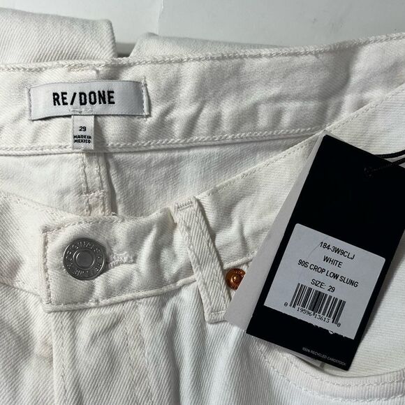 NEW RE/DONE 90s Crop Low Slung Jeans White Size 29 - Picture 7 of 9